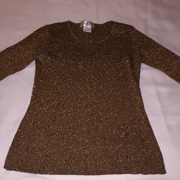 Bronze knit long sleeve sequin top - Picture 7 of 7